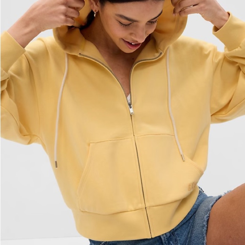 Vintage Soft Gap Logo Full-Zip Hoodie XL Havana Yellow